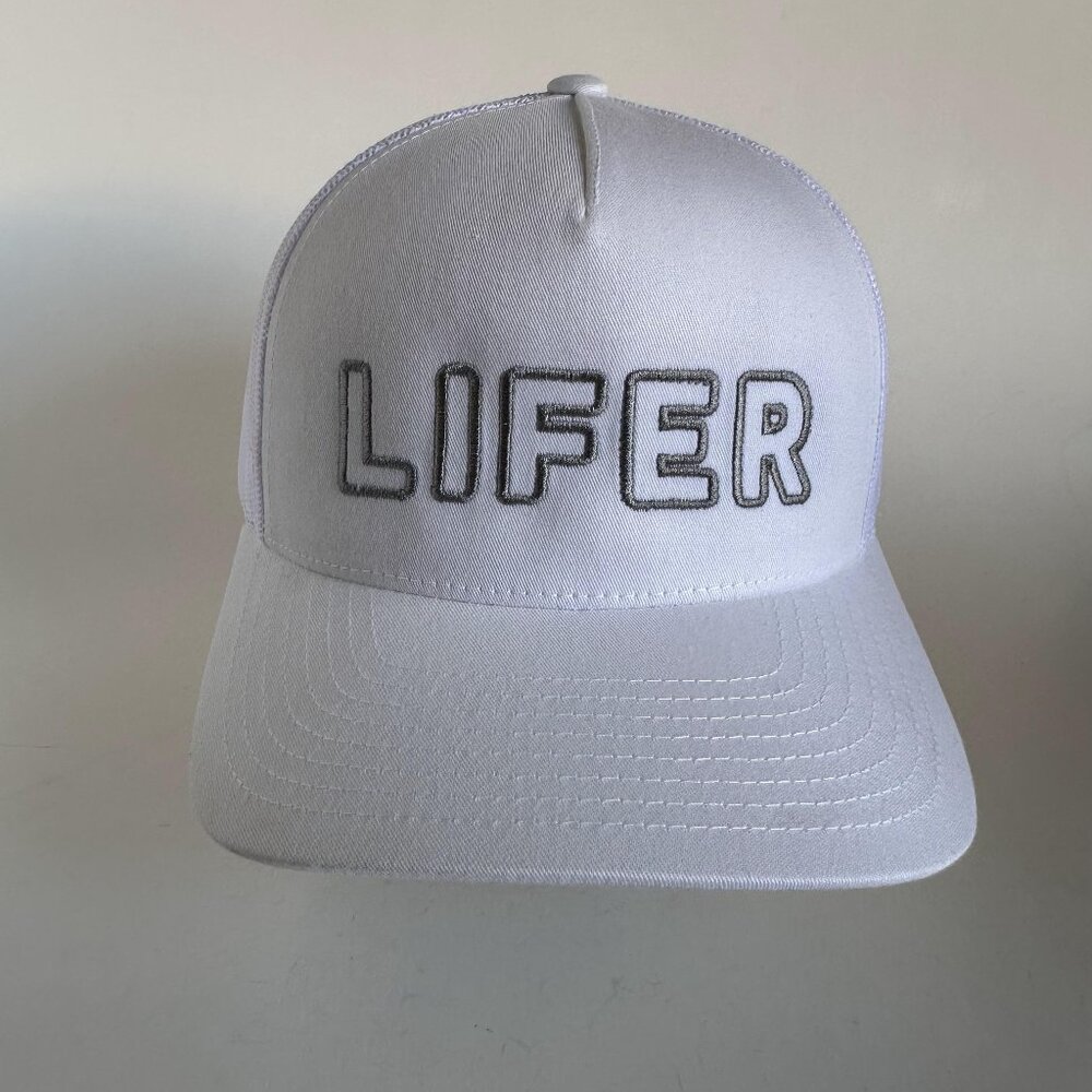 Lifer Trucker Cap The Classics Yupoong Embroidery Adjustable Snap Back Hat White